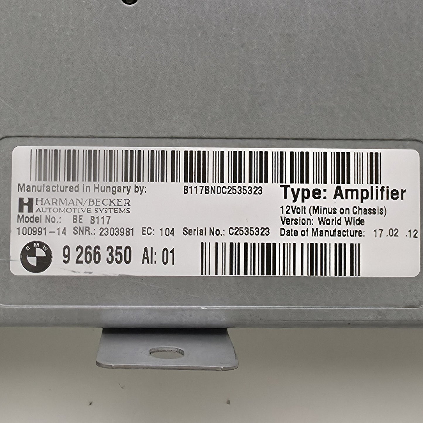 2008-2015 BMW F02 Harman Becker Amplifier 9266350