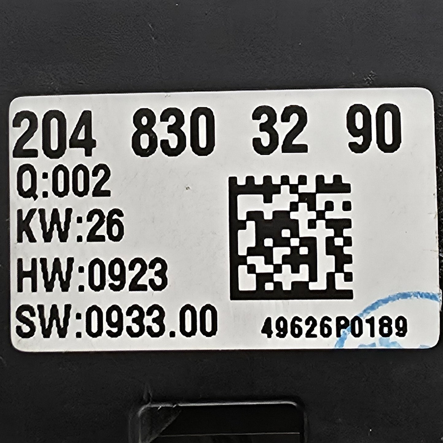 2006-2018 Mercedes-Benz CLS HVAC Temperature Control Panel Rear 2048303290
