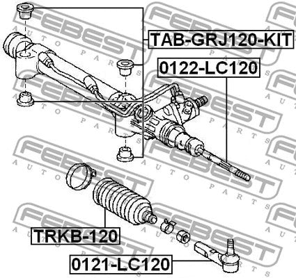 FEBEST 2002-2009 Lexus GX470 Steering Rack Bushing Kit TAB-GRJ120-KIT