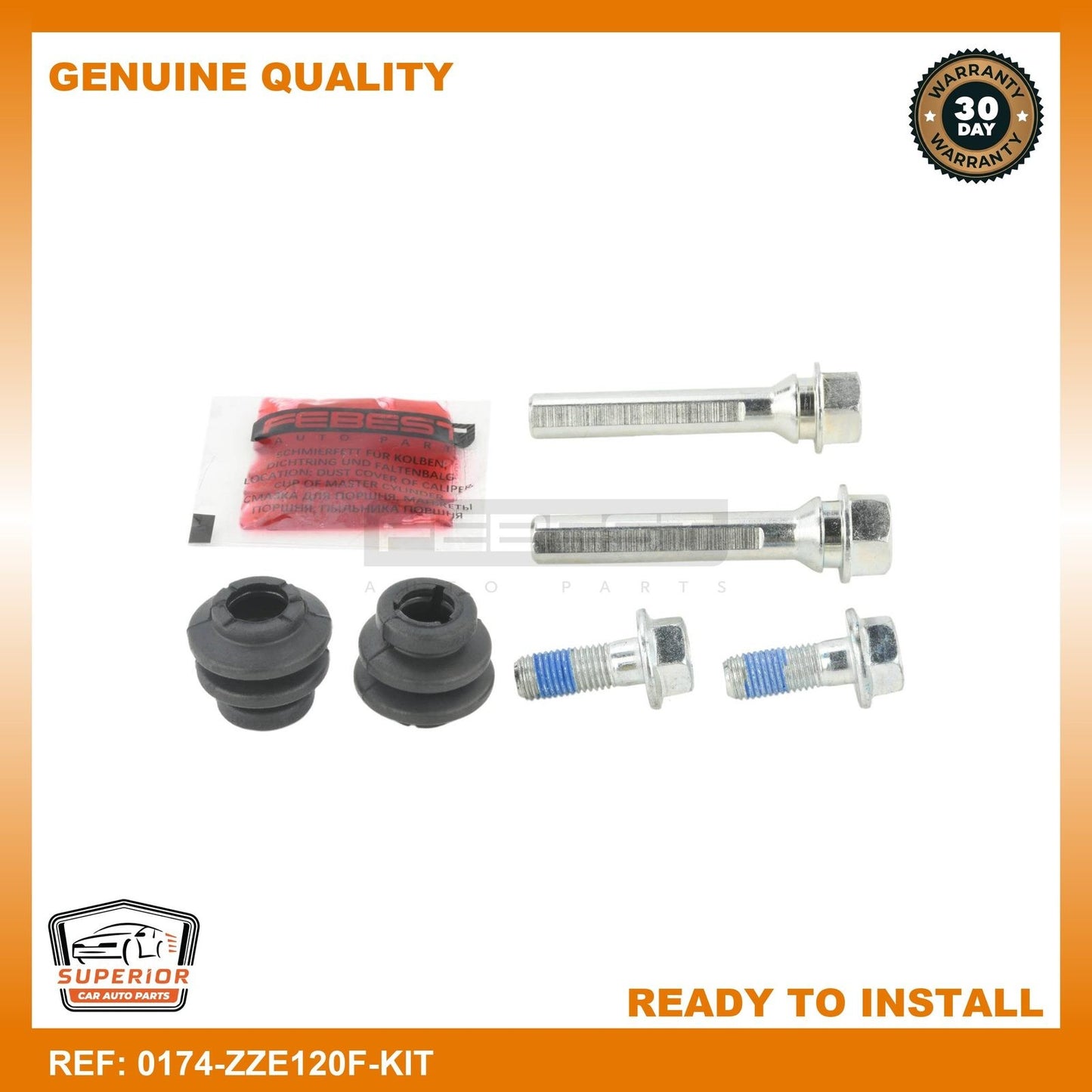 Febest 2004-2005 Toyota Yaris Front Caliper Slide Pin Kit 0174-ZZE120F-KIT