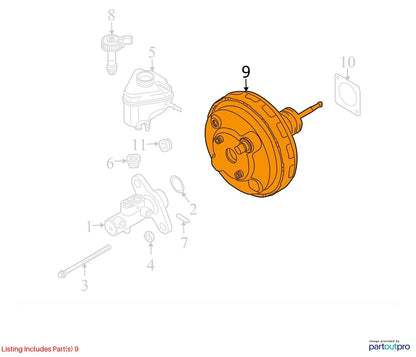2007 Audi Q7 Brake Servo Dual Diaphragm Used OEM 7L8612105D