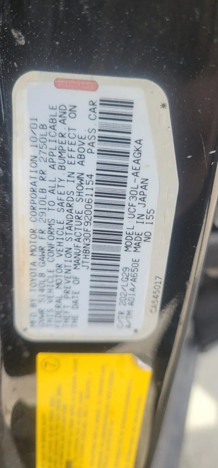 2002 Lexus LS430 Speaker Used OEM 861600W240