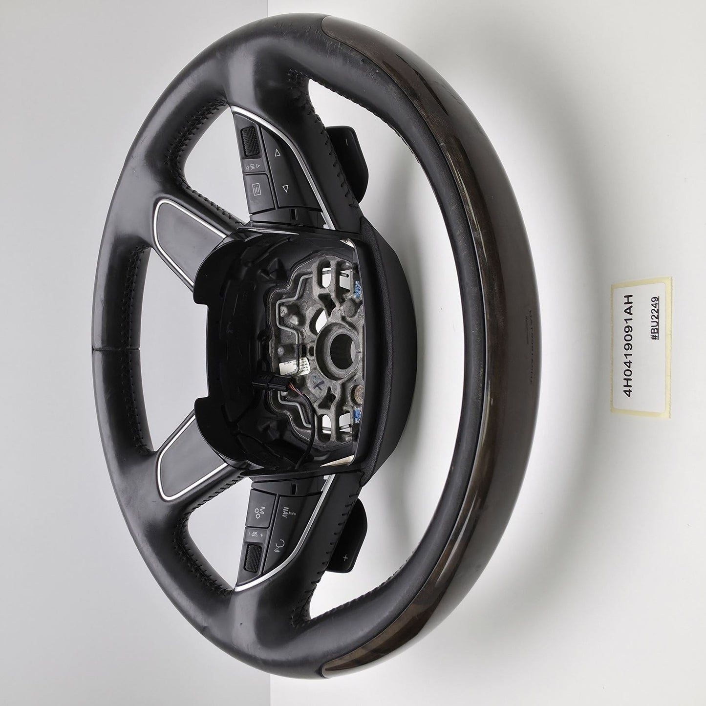2014-2017 Audi A8 Leather Wood Steering Wheel with Shift Paddles 4H0419091AH