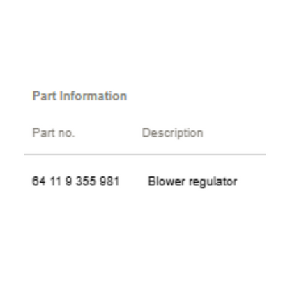 2011–2016 BMW 520i / F10 Blower Motor Regulator OEM 64119355981
