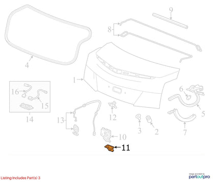 2010 Chevrolet Cruze Rear Compartment Trunk Lid Latch Cover Used OEM 13501990