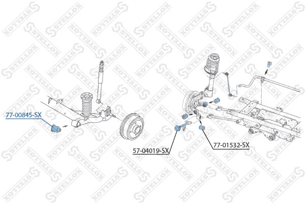 STELLOX NISSAN Arm Bushing, Rear, Suspension - 55045-EE500