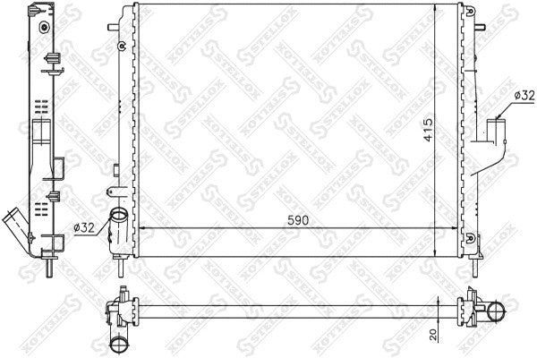 STELLOX 2013-2023 Renault Logan Radiator Engine Cooling 214100598R
