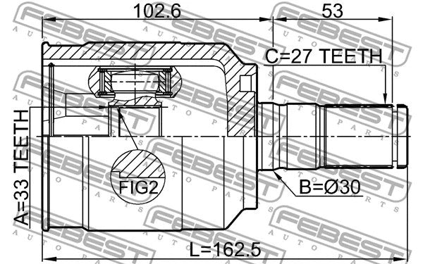 Febest Inner Cv Joint 2211-D4224