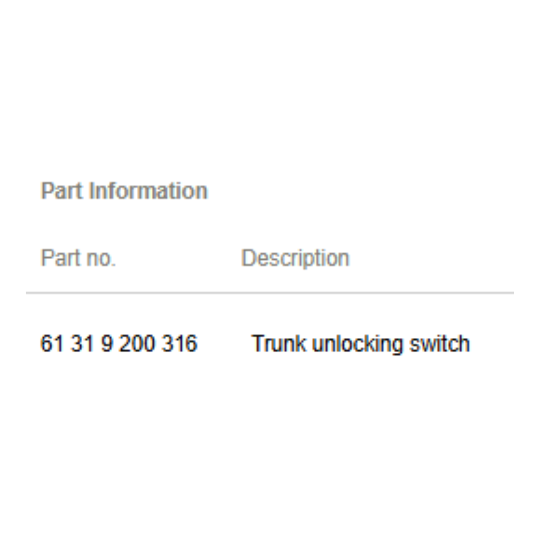 2013 BMW 520i Trunk / Boot Unlock Switch Used OEM 61319200316