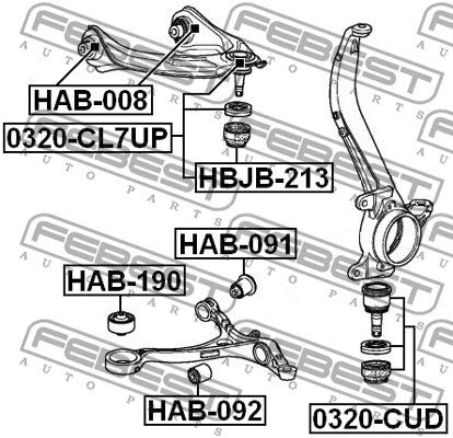 FEBEST 2008-2015 Acura TSX Front Lower Control Arm Bushing HAB-190