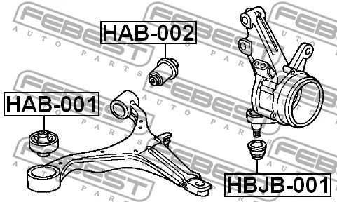 FEBEST 2001-2011 Honda CR-V Front Bushing Front Control Arm HAB-001