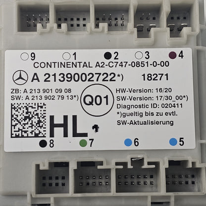 2015-2021 Mercedes E-Class T-Model (S213) Rear Door Control Module A2139002722