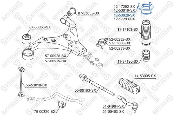 STELLOX 2005-2010 Hyundai Tucson Insulator-Rear Strut Right 553202E000