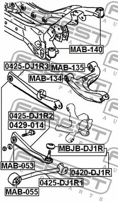 FEBEST 2004-2012 Mitsubishi Endeavor Rear Upper Control Arm Bushing MAB-135