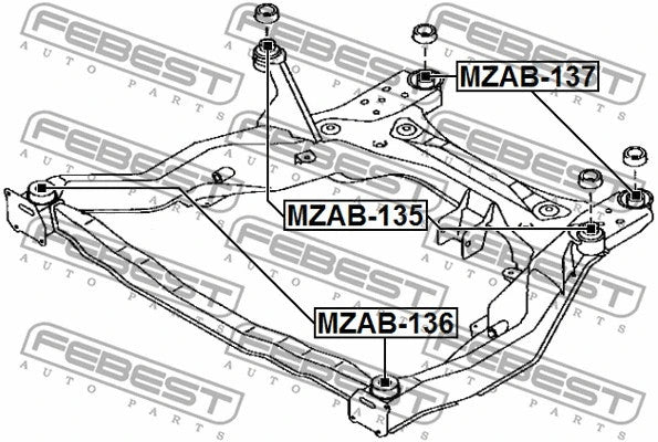 FEBEST 2007-2012 Mazda CX-7 Subframe Rear Bushing MZAB-137