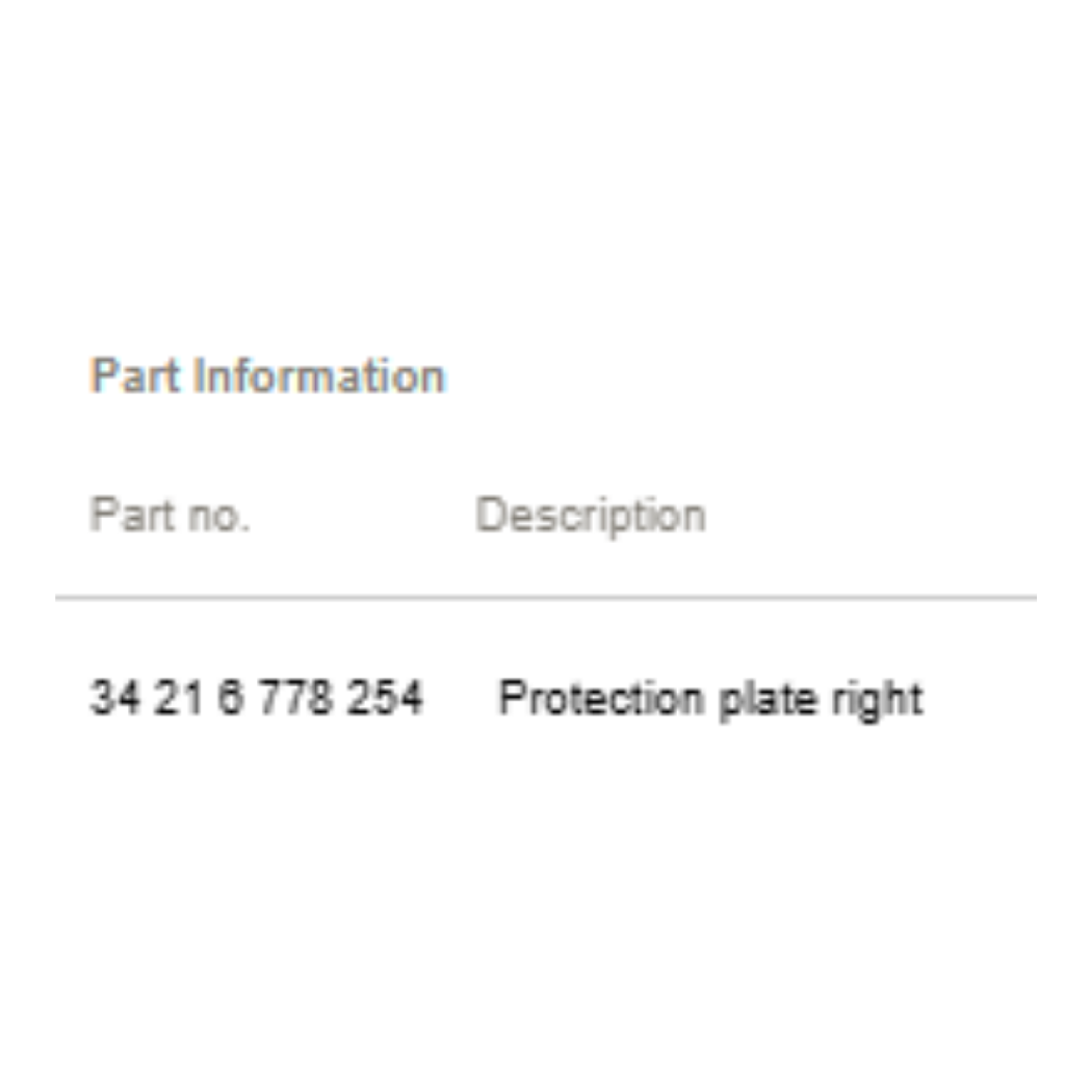 2011–2016 BMW 5 Series Rear Right Brake Protection Plate Used OEM 34216778254