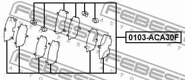 FEBEST 2016-2020 Toyota Mirai Disc Brake Clip Set 0103-ACA30F