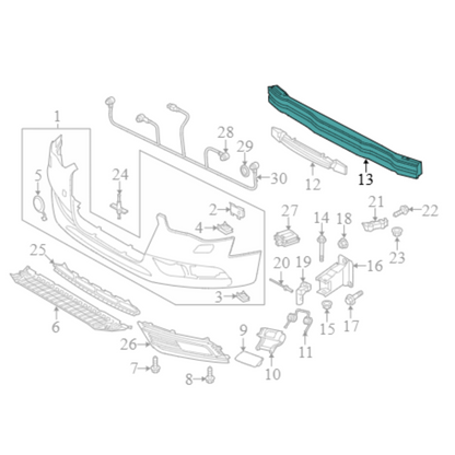 2013 Audi A4 Quattro Front Bumper Impact Bar Used OEM 8K0807113F