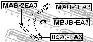 FEBEST 1998-2003 Mitsubishi Galant Rear Bushing Front Control Arm MAB-1EA3