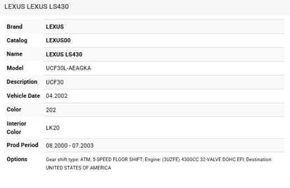 2002 Lexus LS430 Multiplex Tilt & Telescopic Steering Column Computer Used OEM