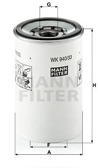 MANN-FILTER 2010 Volvo VT Fuel Water Separator Filter WK940/33X