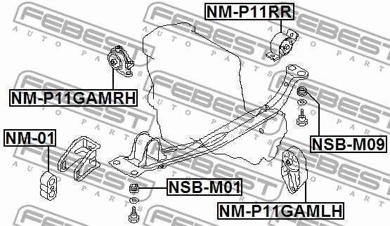 FEBEST NISSAN RIGHT ENGINE MOUNT MT - NM-P11GAMRH