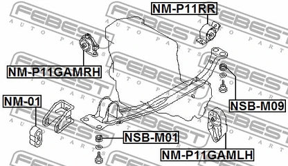 FEBEST NISSAN RIGHT ENGINE MOUNT MT - NM-P11GAMRH