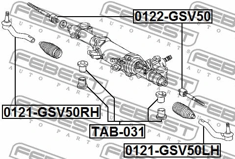 FEBEST 2005-2019 Toyota Highlander Steering Rack Bushing TAB-031
