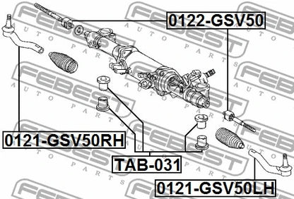 FEBEST 2005-2019 Toyota Highlander Steering Rack Bushing TAB-031