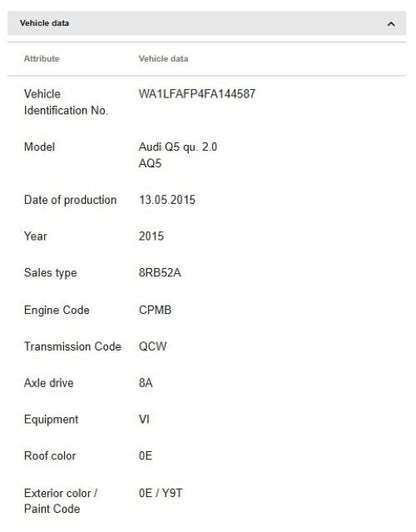 Audi Q5 Bumper Impact Absorber 2.0L TFSI 8R0807550E