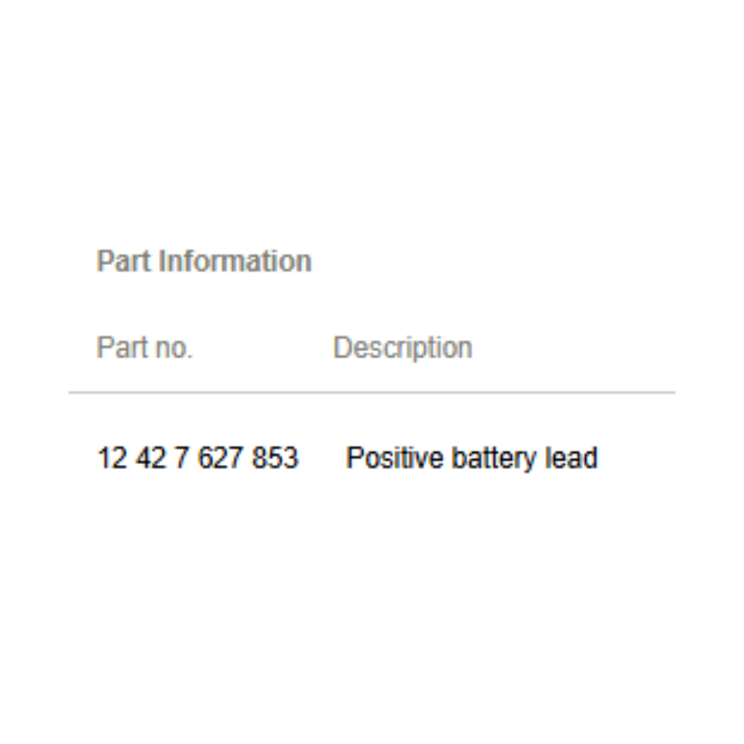 2012 Mini Cooper Positive Battery Lead / Cable Used OEM 12427627853