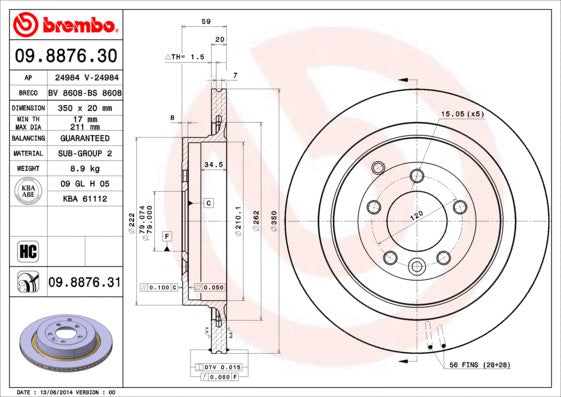 BREMBO Disc Brake Rotor 09887631