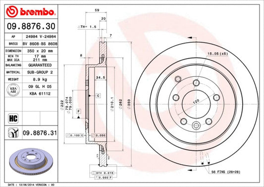BREMBO Disc Brake Rotor 09887631