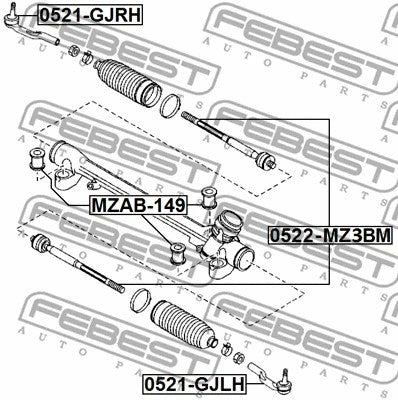 FEBEST 2013-2019 Mazda 3 Steering Rack Bushing MZAB-149