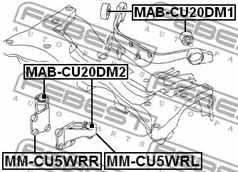 FEBEST 2002-2005 Mitsubishi Outlander Rear Differential Bushing MAB-CU20DM1
