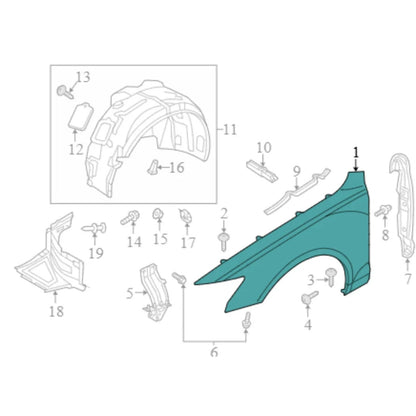 2012–2018 Audi A6 Quattro Front Left Fender Used OEM 4G0821101
