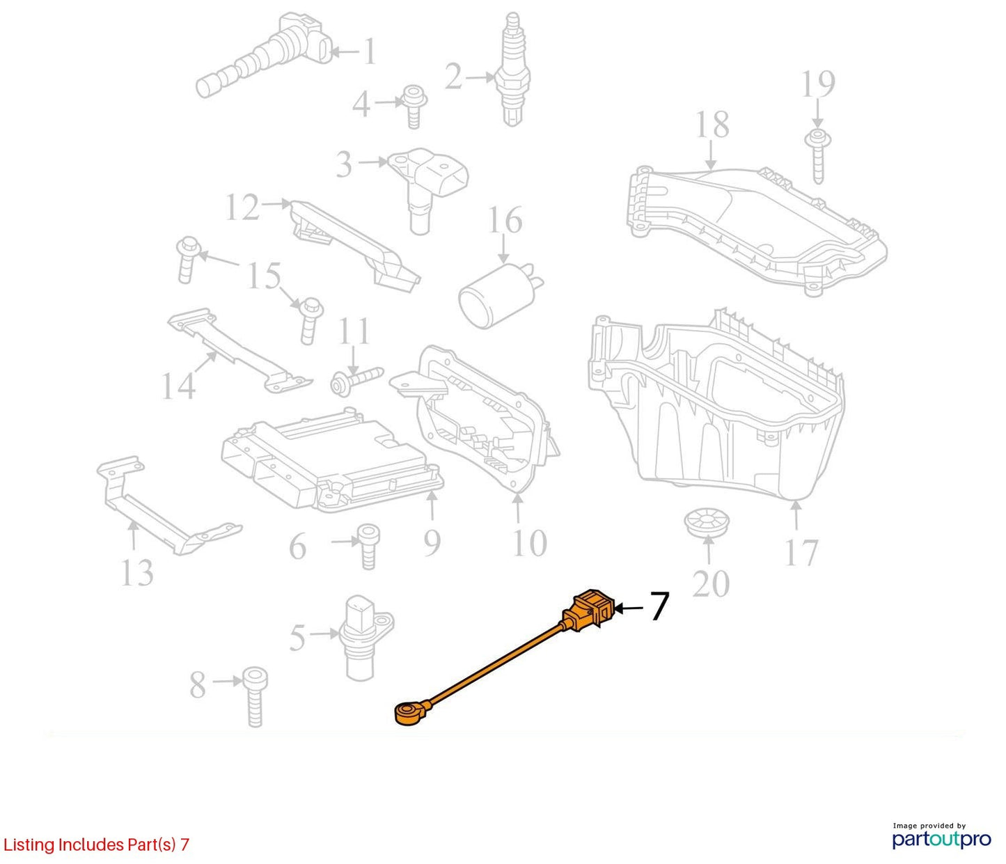 2010-2012 AUDI A4 ENGINE KNOCK SENSOR WITH WIRING HARNESS USED OEM 06E905377A
