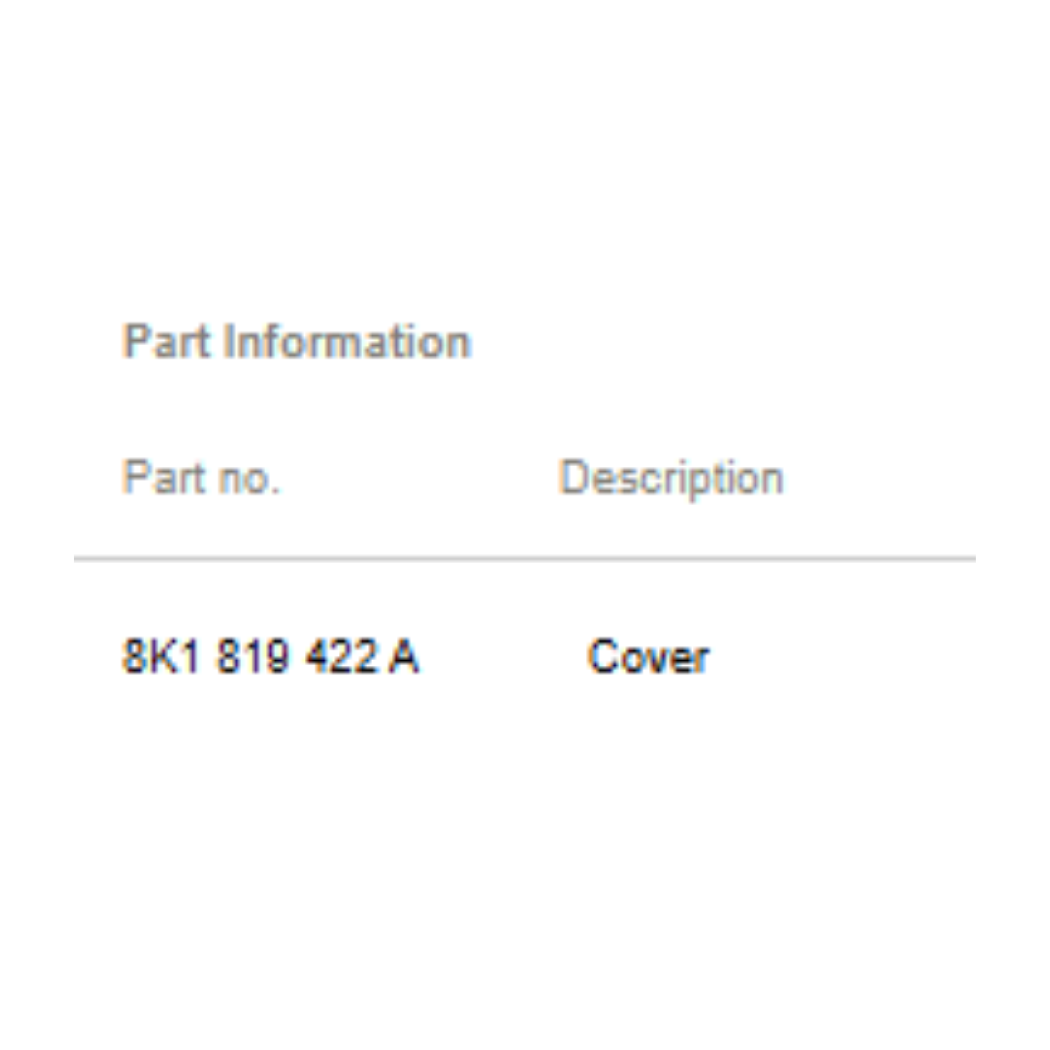 2012 Audi A4 Evaporator Core Cover / HVAC Unit Case Cover Used 8K1819422A
