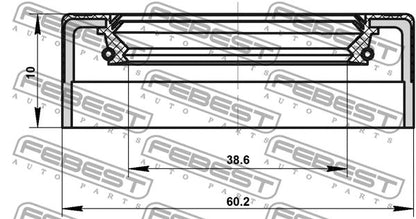 FEBEST VOLVO, MITSUBISHI, FORD OIL SEAL TRANSAXLE CASE 38.6X60.2X10X12 - 95NEY-4