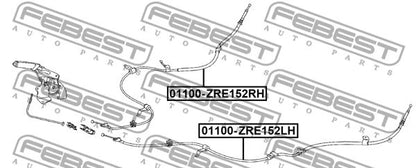 FEBEST 2007-2012 Toyota Corolla Parking Brake Cable 01100-ZRE152LH