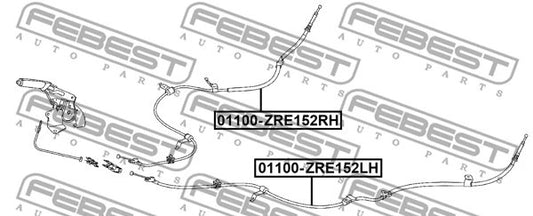 FEBEST 2007-2012 Toyota Corolla Parking Brake Cable 01100-ZRE152LH