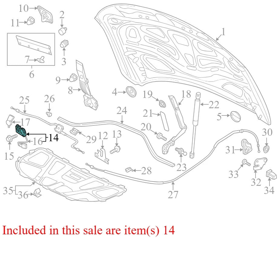 2012 Audi A7 Quattro Front Hood Latch Used OEM 4G0823509D