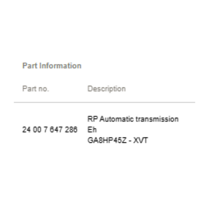 BMW 520i 2011-16 Automatic Transmission Assembly OEM 24007647286