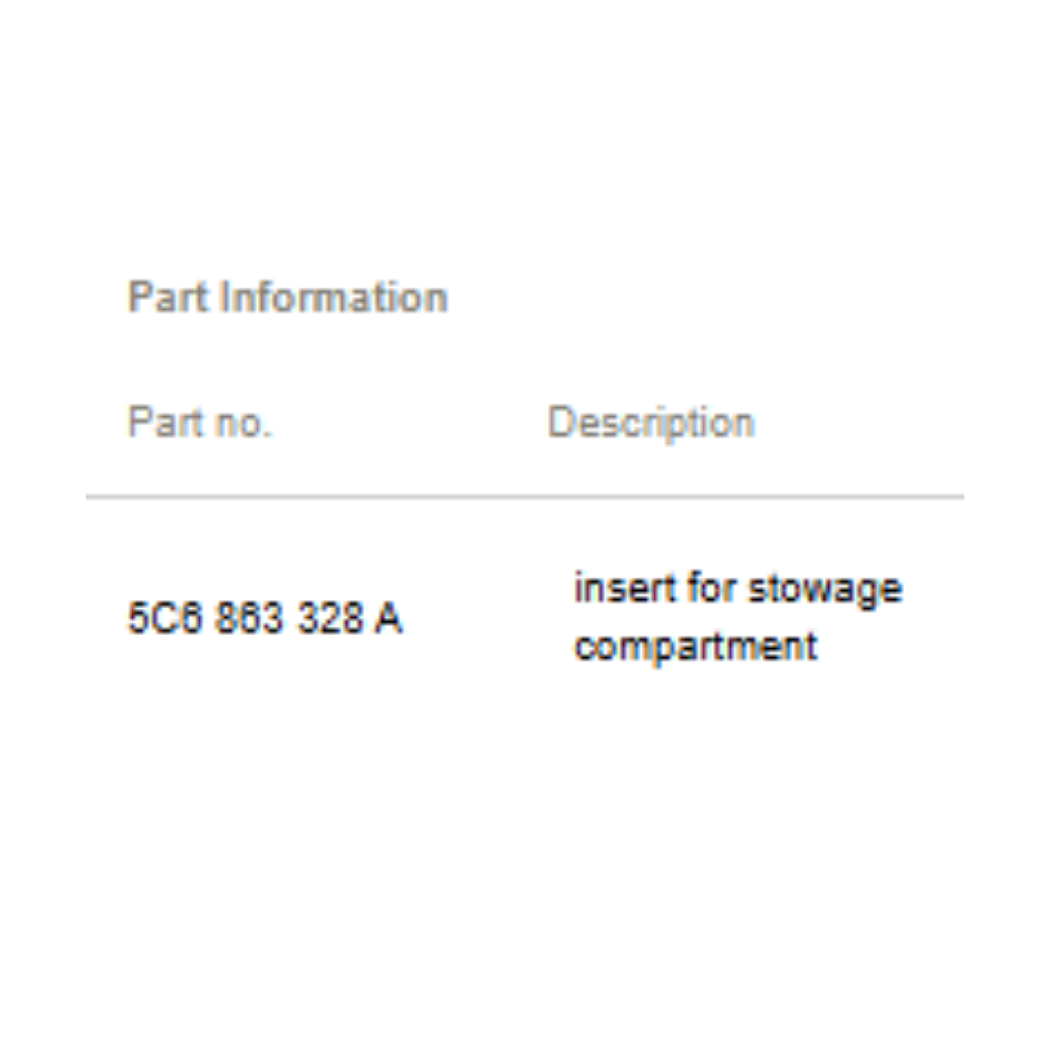 2011–2015 VW Jetta Insert for Stowage Compartment Used OEM 5C6863328A