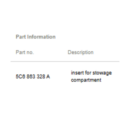 2011–2015 VW Jetta Insert for Stowage Compartment Used OEM 5C6863328A