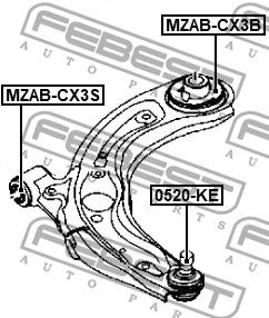 FEBEST 2016-2018 Mazda CX-3 Rear Bushing Front Control Arm MZAB-CX3B