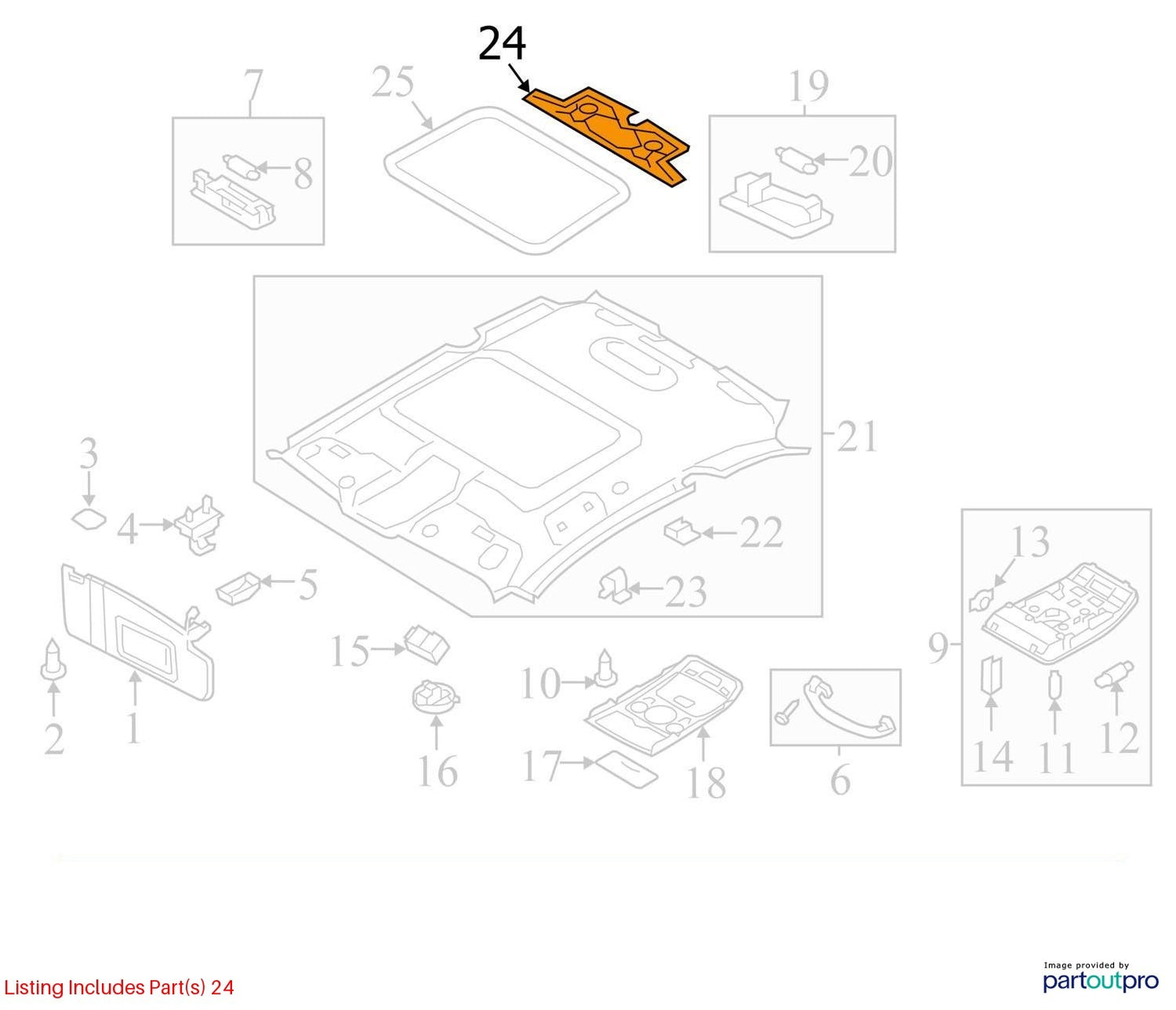 2012 Audi A4 Roof Interior Support Bracket Used OEM 8K5867523D