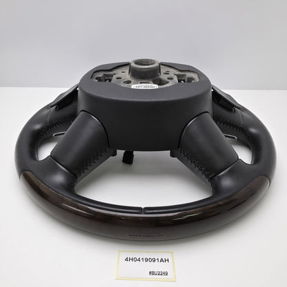 2014-2017 Audi A8 4H Leather Wood Steering Wheel with Shift Paddles 4H0419091AH