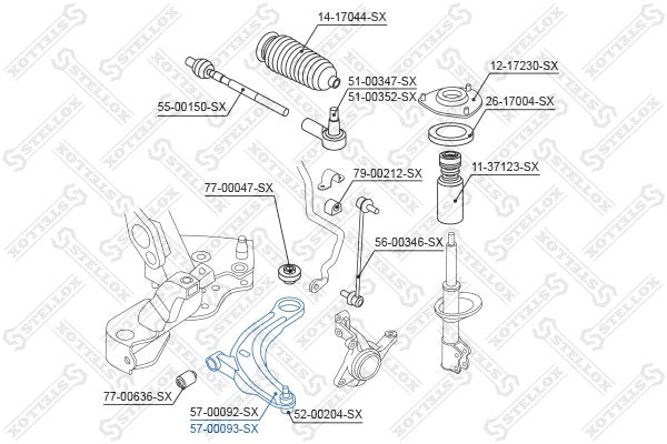 STELLOX 07-18 Mitsubishi Front Right Lower Control Arm w/ Ball Joint 4013A010