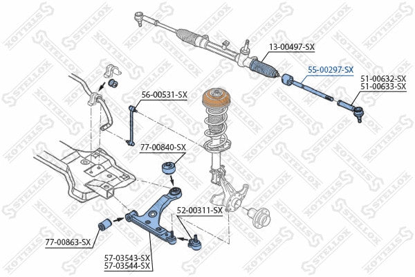 STELLOX 2007-2013 Fiat Punto Tie Rod Axle Joint 1603543SK